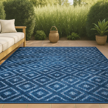 Portmany Neutral Diamond Trellis Indoor/outdoor Area Rug